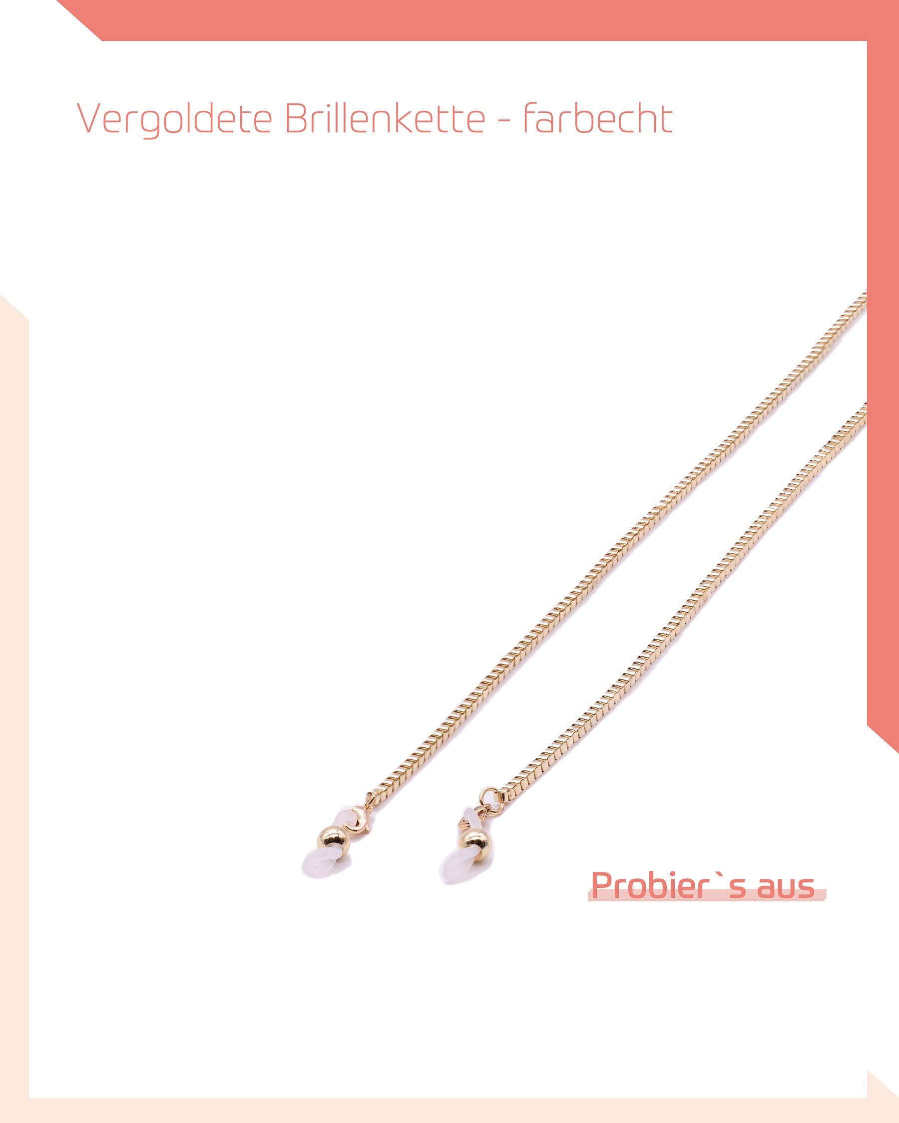 Barcelona – Maskenhalter & Brillenkette Gold und Silber - korrosionsbeständig – einzigartig hochwertige Brillen Kette & Brillenband für Sonnenbrille & Lesebrille - Brillenkette mit Karabiner