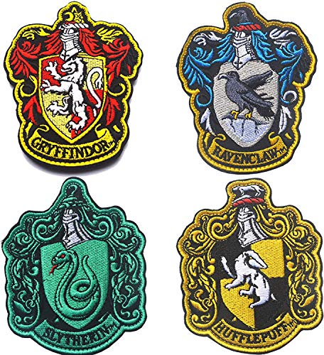 4 parches de Harry Potter House of Gryffindor Hogwarts Crest gancho y bucle en la parte