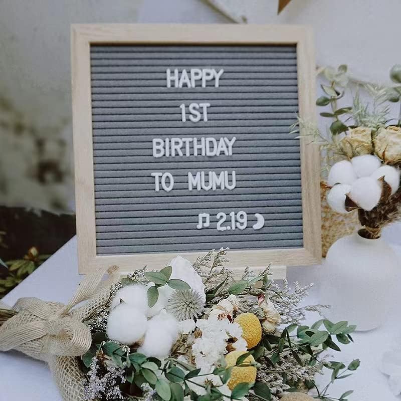 Miniatura 2 de Tablero de mensajes de fieltro con 340 letras, letrero con soporte, 10 x 10 pulgadas para bebé y embarazo, para decoración del hogar y fiesta