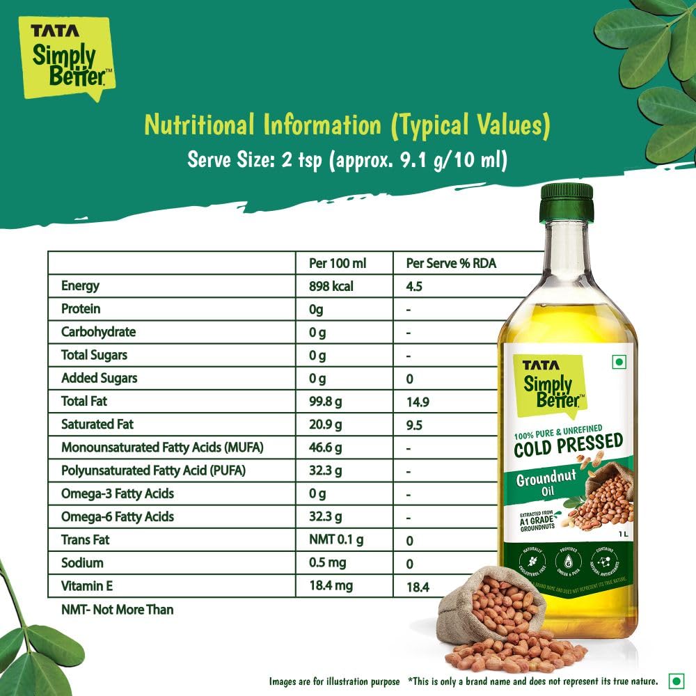 Diwali Sale Tata Simply Better Pure &Amp; Unrefined Cold Pressed Groundnut (Peanut) Oil,Kolhu/Kacchi Ghani/Mara Chekku/Ganuga,Naturally Cholesterol Free,1L,Groundnut Oil Rich Aroma &Amp; Flavour Of Real Groundnuts 1 Diwali Sale Tata Simply Better Pure &Amp; Unrefined Cold Pressed Groundnut (Peanut) Oil,Kolhu/Kacchi Ghani/Mara Chekku/Ganuga,Naturally Cholesterol Free,1L,Groundnut Oil Rich Aroma &Amp; Flavour Of Real Groundnuts