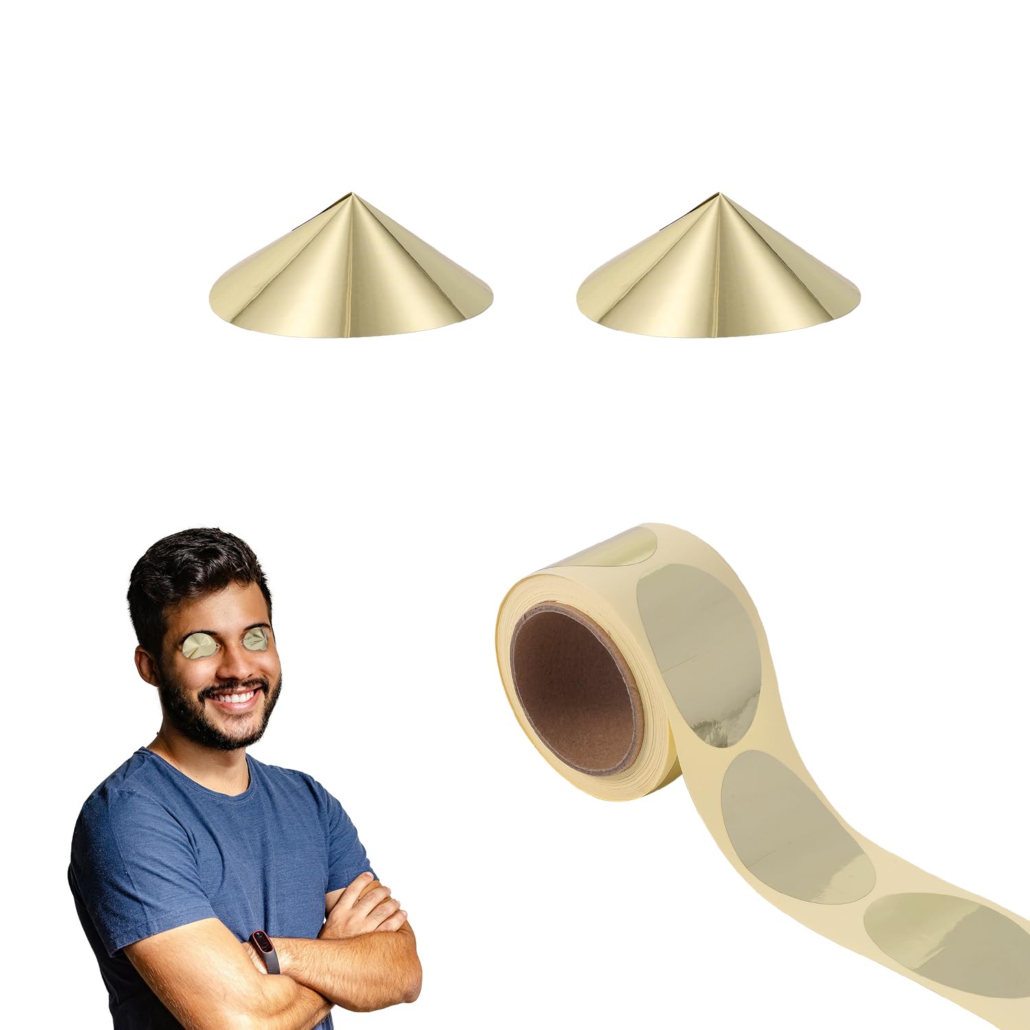 Gosknor 100uds Conos de Protección Ocular, Pegatinas Gafas Cama de Bronceado un Solo Uso para Ojos Cubiertas Gafas Bronceado Sin Línea Tomar el Sol en Verano Accesorios Tumbonas (Dorado)