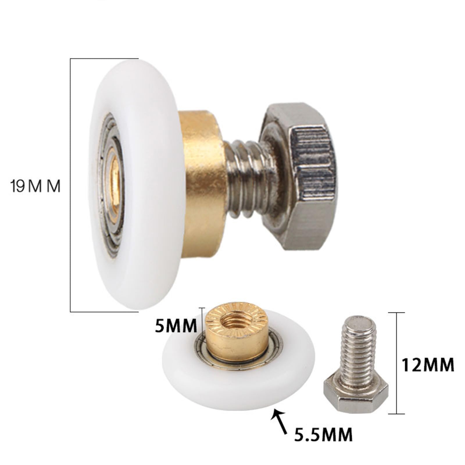 Leliafleury 4 Sets Shower Door Rollers 19mm Shower Doors Wheels Shower Doors Pulley Replacement Roller Runner Wheel for Bathroom Glass Door - Image 2