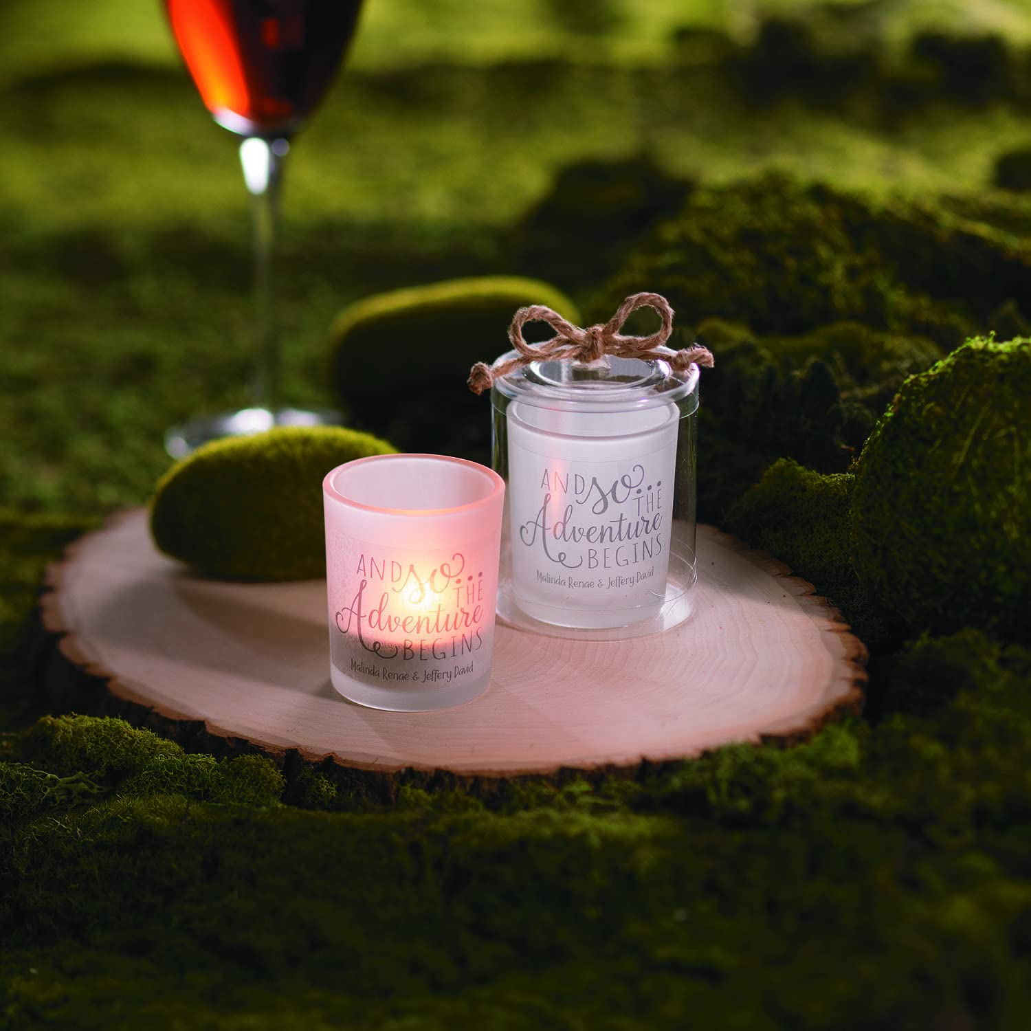 Personalized Adventure Wedding Votive Candle Holders - Home Decor - 12 Pieces