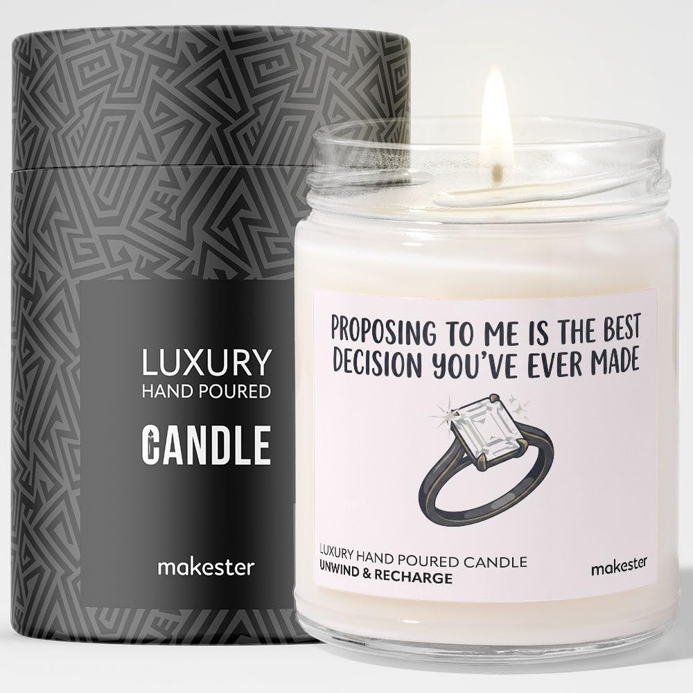 Engagement Gift for Fiance - Luxury Soy Wax Candle - Vanilla, Jasmine, Sugared Almond - Makester — image 1