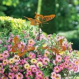 3 Pcs Rusty Metal Butterfly Garden Stakes - Rustic...