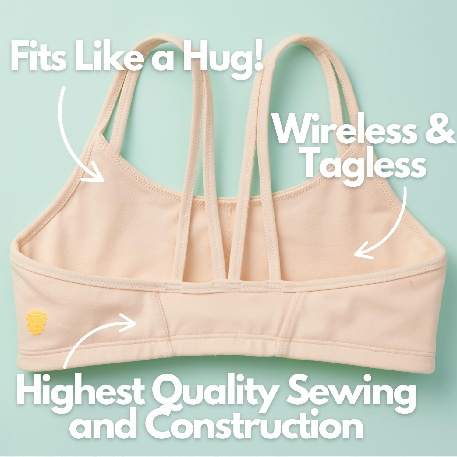 Yellowberry Luna Strappy Back Sports Bra for Girls Comfortable Everyday Training Bra for Tweens & Teens