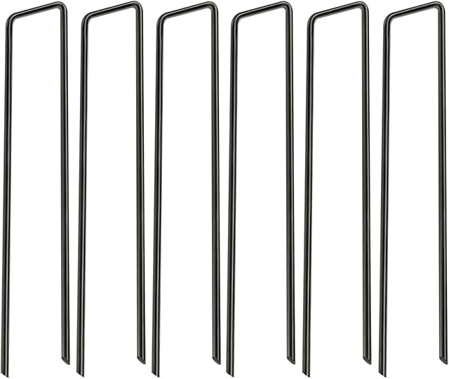 VIROSA Pack of 50 Black Garden Pegs, 6''/150mm, Stakes, Landscape Staples, U Shaped Nail Pins | Galvanised Steel | Ideal for Weed Control Membrane, Netting Fence, Landscape Fabric, Artificial Grass