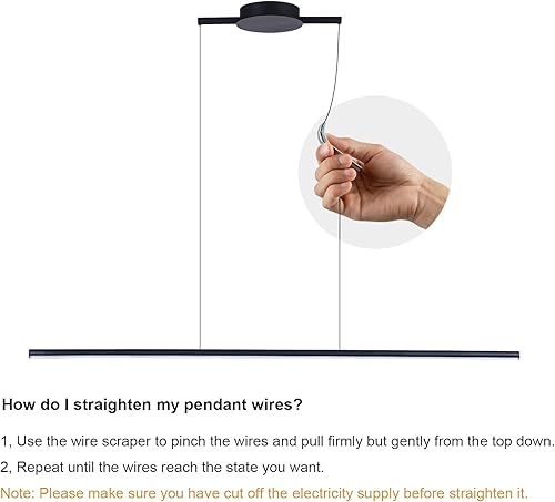 Miniatura 2 de Zicbol Lámpara colgante de isla de cocina de 40.94 pulgadas, lámpara de luz lineal de 16 W, 3000 K, luz cálida, regulable, lámpara colgante LED para