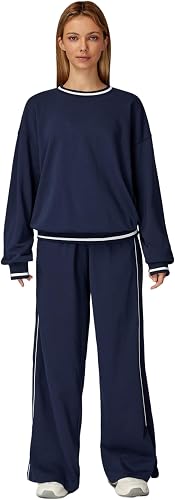 OMEWEE Sweatsuits women 2 piece outfit Batwing Sleeve Sweatshirts and pants Runn