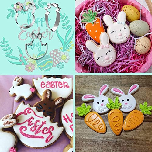 Ausstechformen Ostern, 5 Stück Plätzchen Ausstecher Set, Keksausstecher Oster Edelstahl Ausstechformen Osterei, Hase, Kaninchen, Eierhase, Karotten