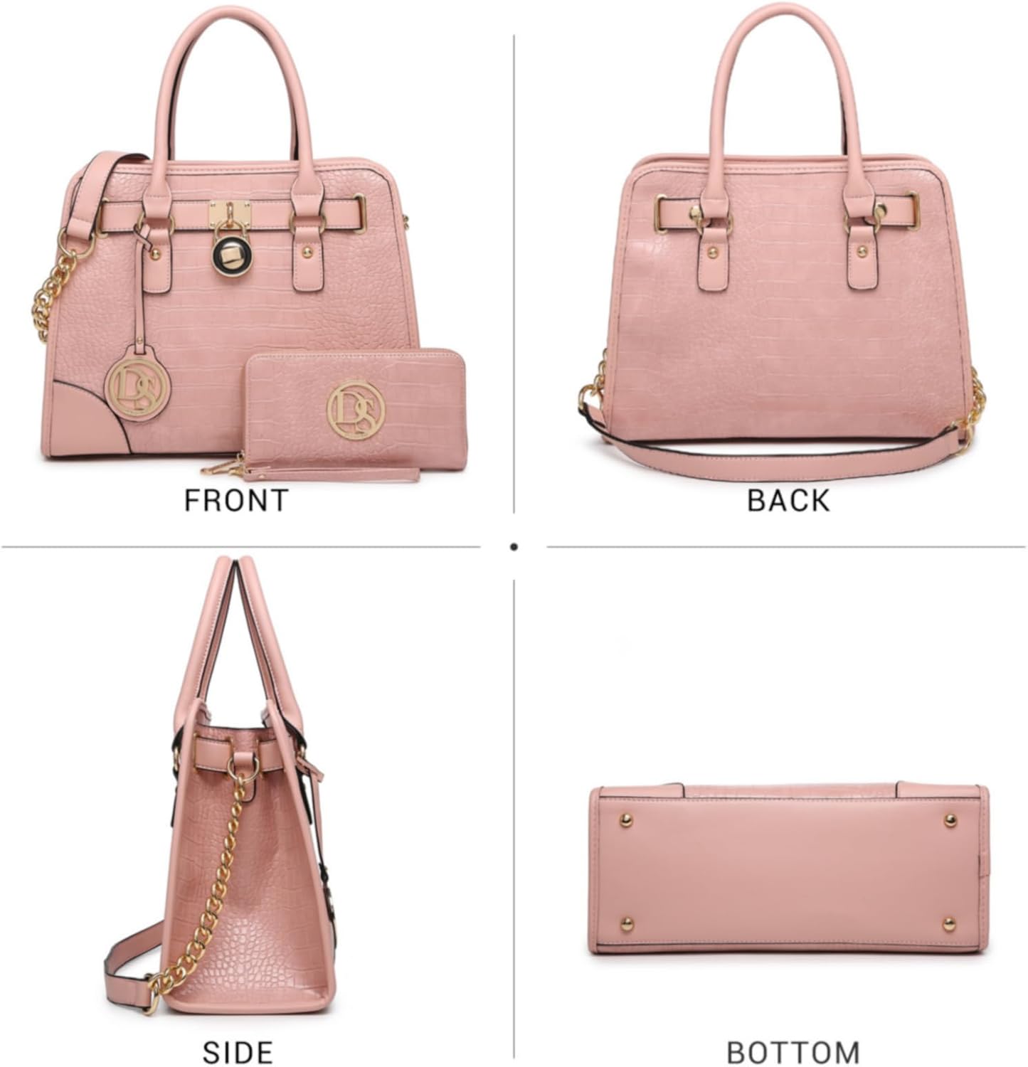 Dasein Women Handbags Top Handle Satchel Purse Shoulder Bag Hobo Bag Work Bag Set 2pcs - Image 2