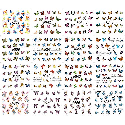 Xnuoyo 48 pcs Mixed Butterfly Nail Art Stickers, Wasser Transfer Folie Nagelsticker Selbstklebend Nagelaufkleber Nail… – Bild 2