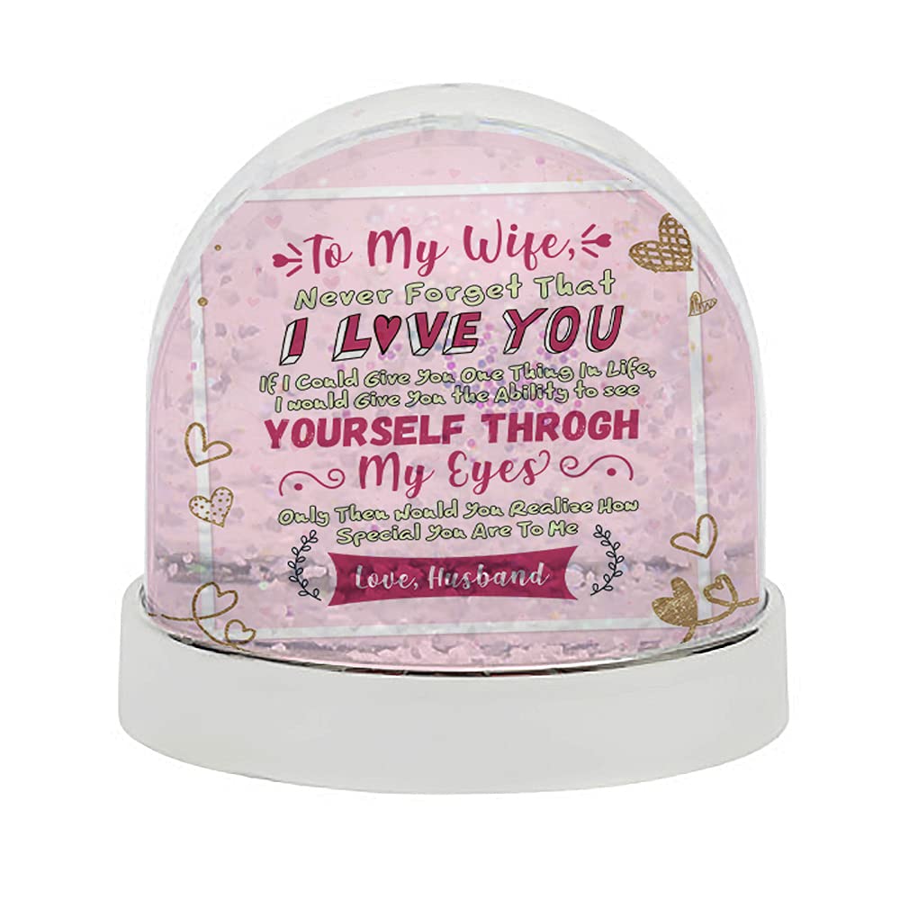Getagift To My Wife Never Forget That I Love you Romantic Present from Husband to wife, Boyfriend to Girlfriend, Hubby to Wifey, Anniversary, Birthday, Snow Globe Dome Glitter Shaker. (Silver)