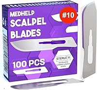 Vista 10 de Paquete de 100 cuchillas desechables de bisturí #22, cuchillas quirúrgicas tamaño 22, herramienta de hoja dermaplane de acero de alto carbono. Hoja