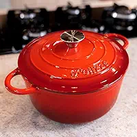 Panela Grande Caçarola 24cm Esmaltada Premium Ferro Fundido Com Inmetro Chama Forno Indução Premium
