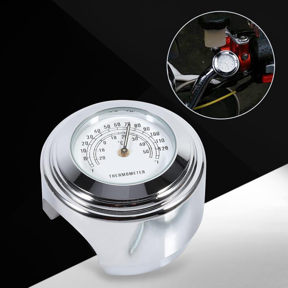 Keenso Motorrad Thermometer, Motorrad 7/8 Zoll - 1 Zoll Lenke Wasserdicht Thermometer mit Rutschfester Gummipad für Motorrad/Cruiser/Chopper