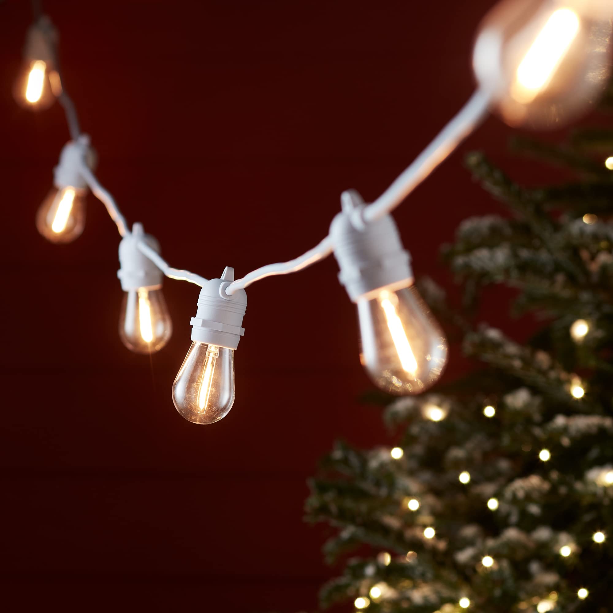 Lights4fun Ultimate Connect 5m 10er LED Party Lichterkette Außen Koppelbar Warmweiß Retro Glühbirnen Lichterkette Kugel strombetrieben