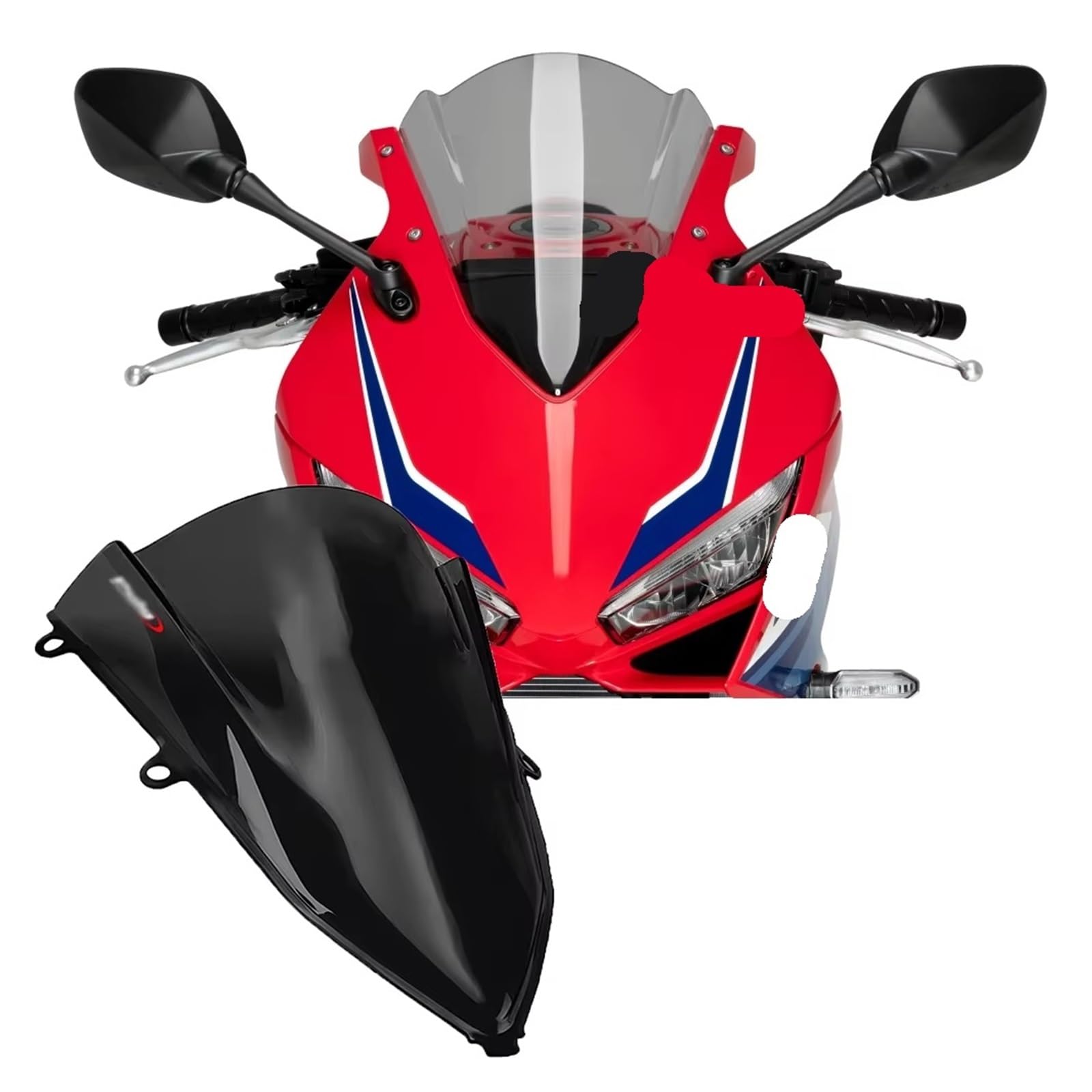Windscreen Fairing For CBR650R For CBR 650R CBR650 R 2019-2025 Motorcycle Front Spoiler Windshield Deflectors Windscreen Motorcycle Windshield(Black)