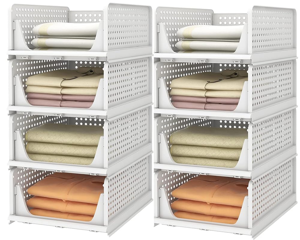 Kitchwell Clothes Organizer For Wardrobe Cupboard Organizer For Clothes Foldable And Stackable Closet Organizer Drawer Organizer For Clothes, Almirah Space Organizer For Cupboard (White, 6 PCS) (B0DC693YMK) Amazon Price History, Amazon Price Tracker