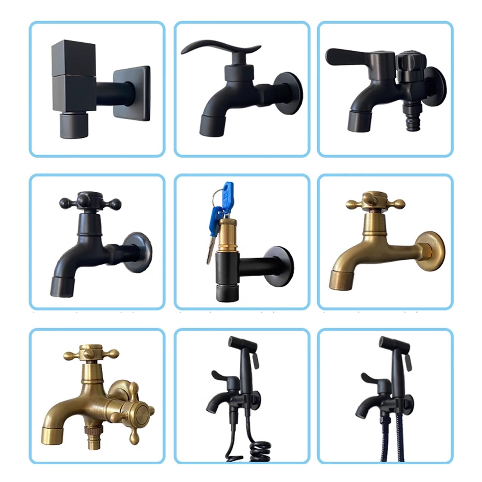 Genérico Columna de Agua Independiente para jardín: dispensador de anticongelante para Grifo Exterior, Soporte de Manguera de Bronce, Fuente y Sistema de riego para Jardines, Patios y Jardines.