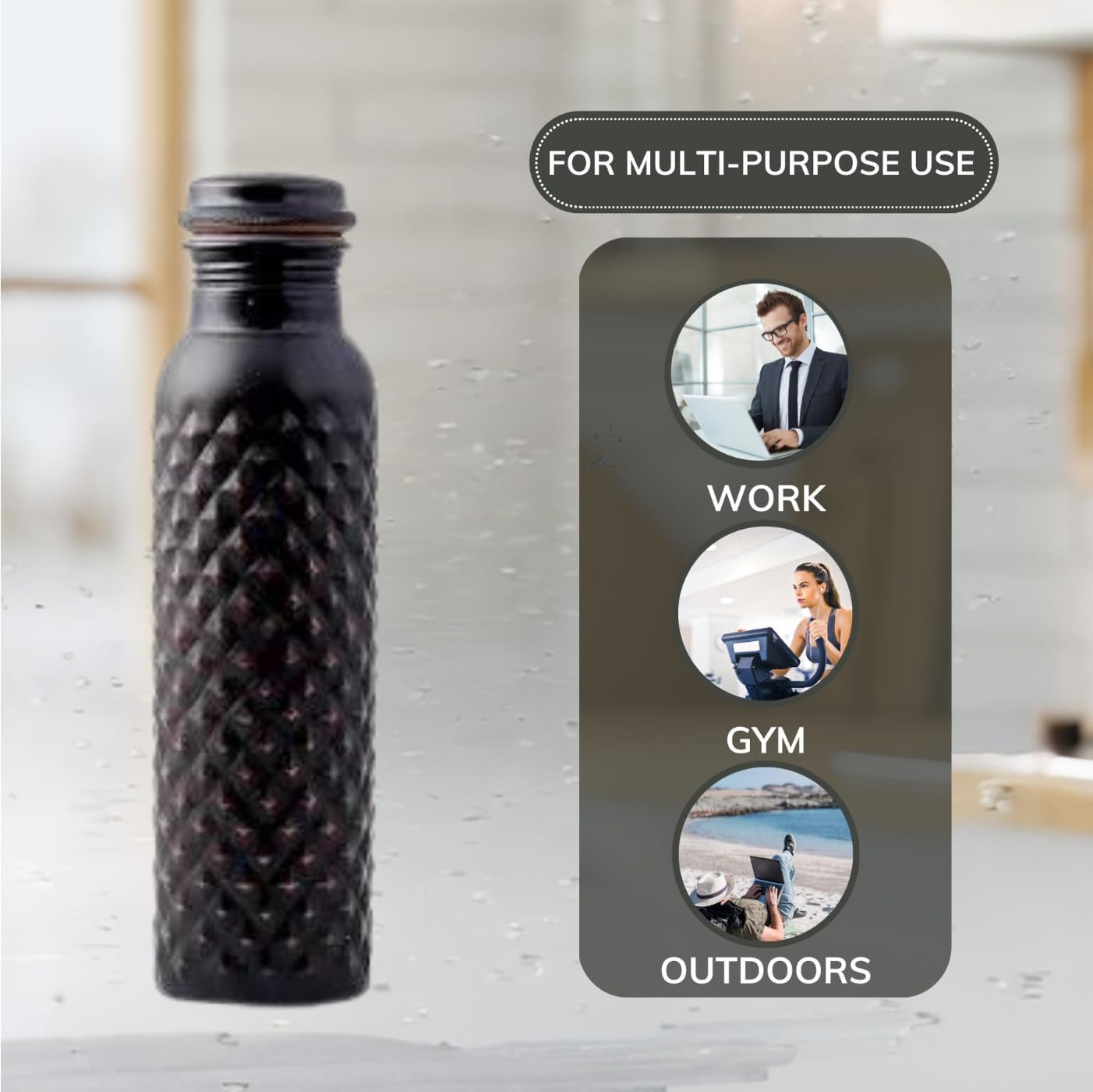 STAGLIFE Copper Water Bottles for Drinking Water for Men Women - Pure Copper Ayurvedic Water Bottle Drinking Jug - Vessel Dispenser with Ayurveda Benefits for Sports Fitness Yoga - 33 Ounces