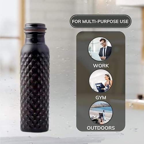 Miniatura 3 de STAGLIFE Botellas de agua de cobre para agua potable para hombres y mujeres, botella de agua ayurvédica de cobre puro, jarra para beber, dispensador