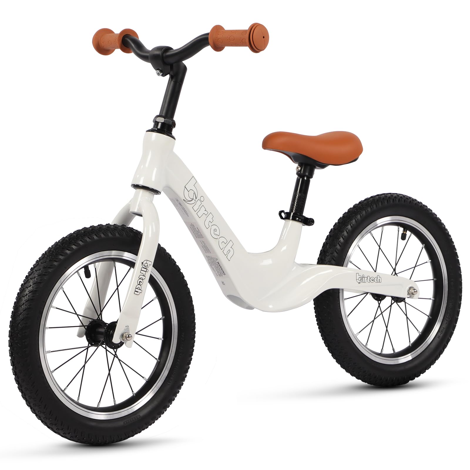 Birtech 14" Balance Bike for Boys and Girls, Air Tires with Magnesium Alloy Frame, Lightweight No Pedal Kids' Bike for 3-6 Years Old, Training Bike with Adjustable Handlebar and SeatClimatePartner certified