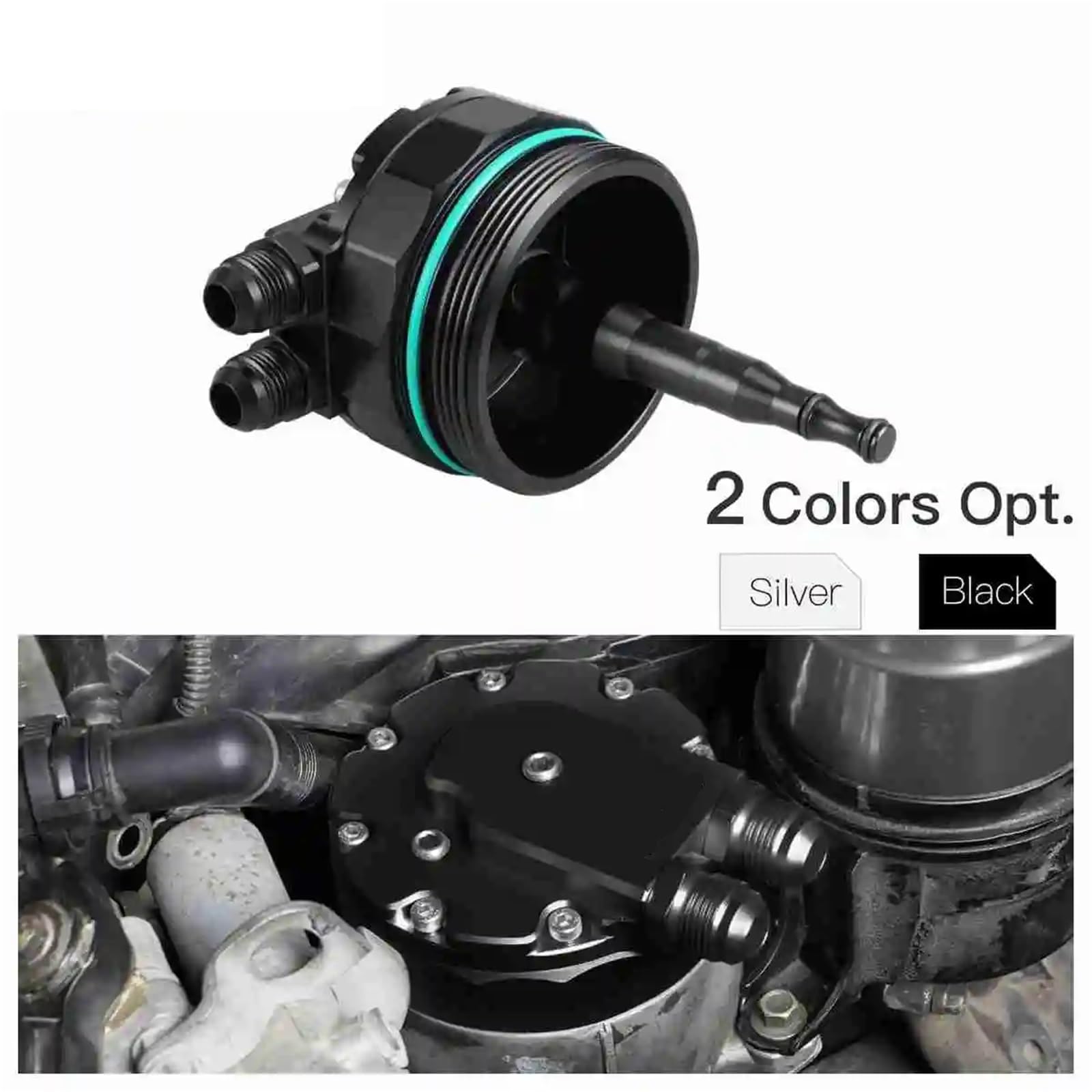 Tapa del filtro de aceite del motor para BMW E46, E36, E39, E60, E61, X3, X5, Z3, Z4, 323i, 325i, M52, M54, 11421741000(Black)
