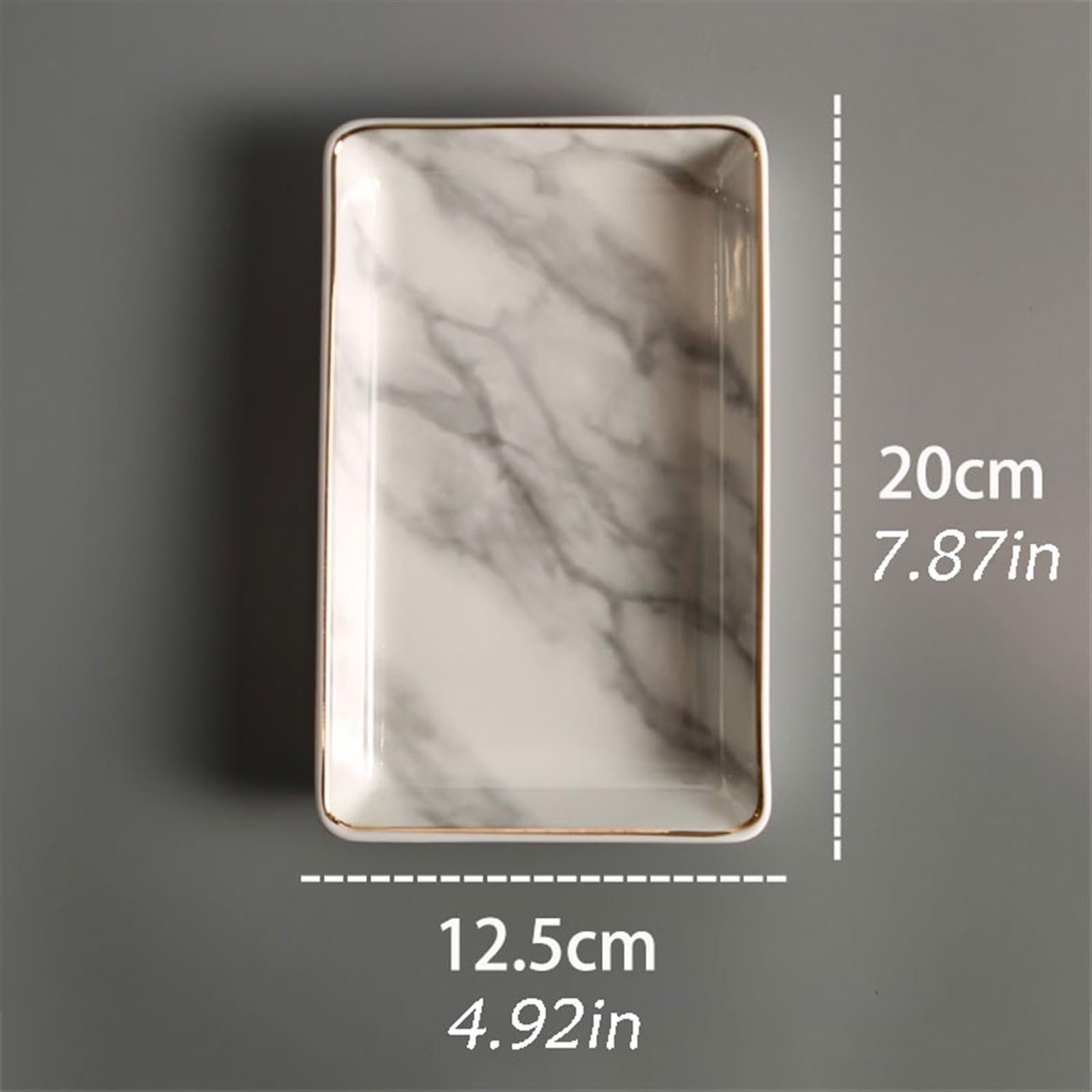 Bandeja Bandeja de Almacenamiento cerámica mármol imitación Llaves exhibición joyería Rectangular Decorativa Bandejas para Servir Comida(M)