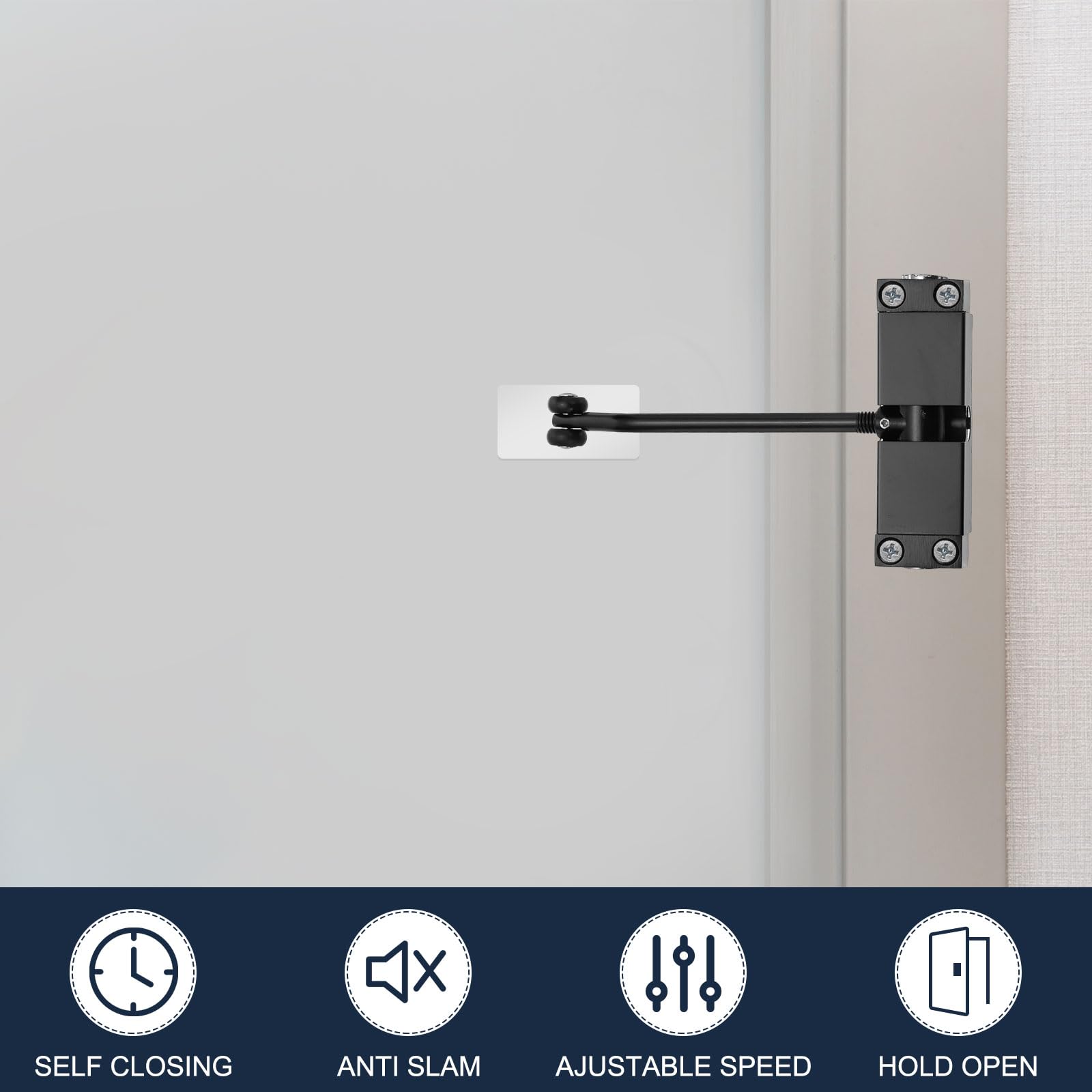uxcell 2 cierres automáticos de puerta con resorte, acero inoxidable 304, silencioso, cierre de puerta de seguridad ajustable, bisagra de cierre automático para uso residencial, comercial, color