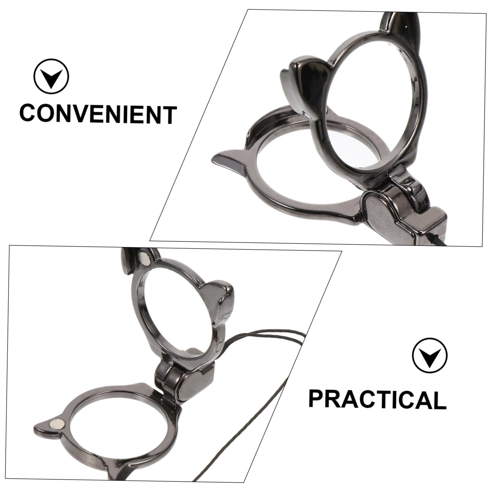 Uonlytech Anillo De Soporte Accesorios Brillantes Telefono Cordón De Teléfono Con Broche Cuerda De Teléfono Para El Cuello Cordón De Anillo Cordón Aleación De Zinc Black
