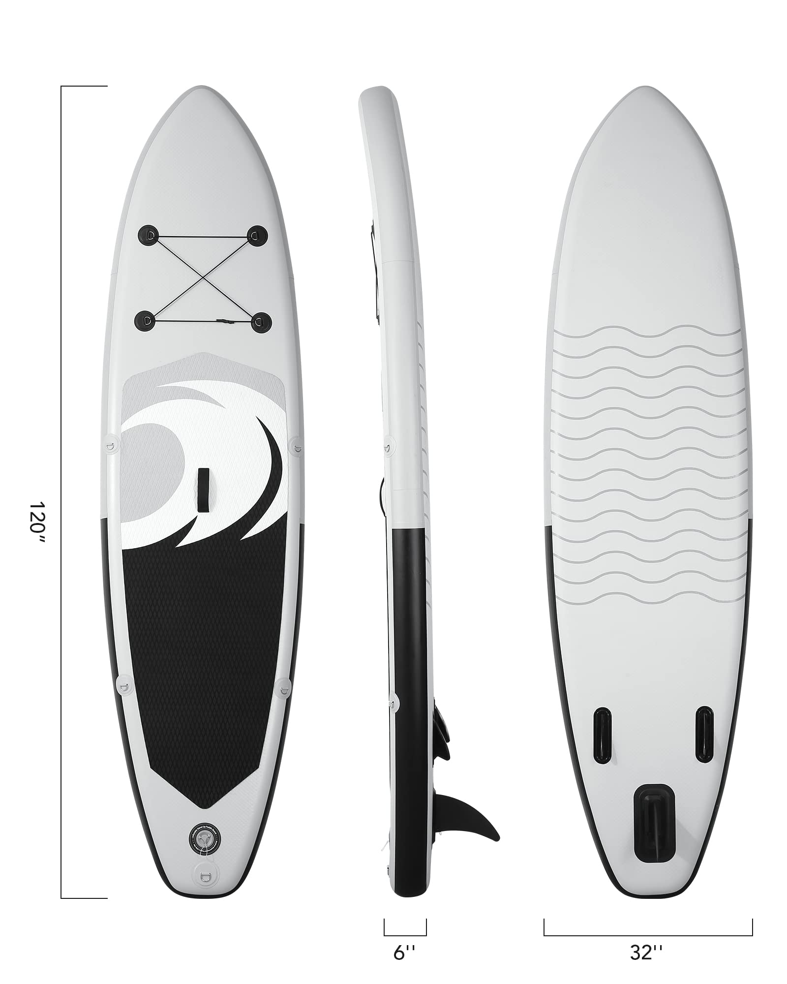 Tabla de remo SUP de 6 pulgadas de grosor con accesorios ISUP y bolsa de transporte y bombeo rápido para adultos y jóvenes para remo, surf, pesca, yoga