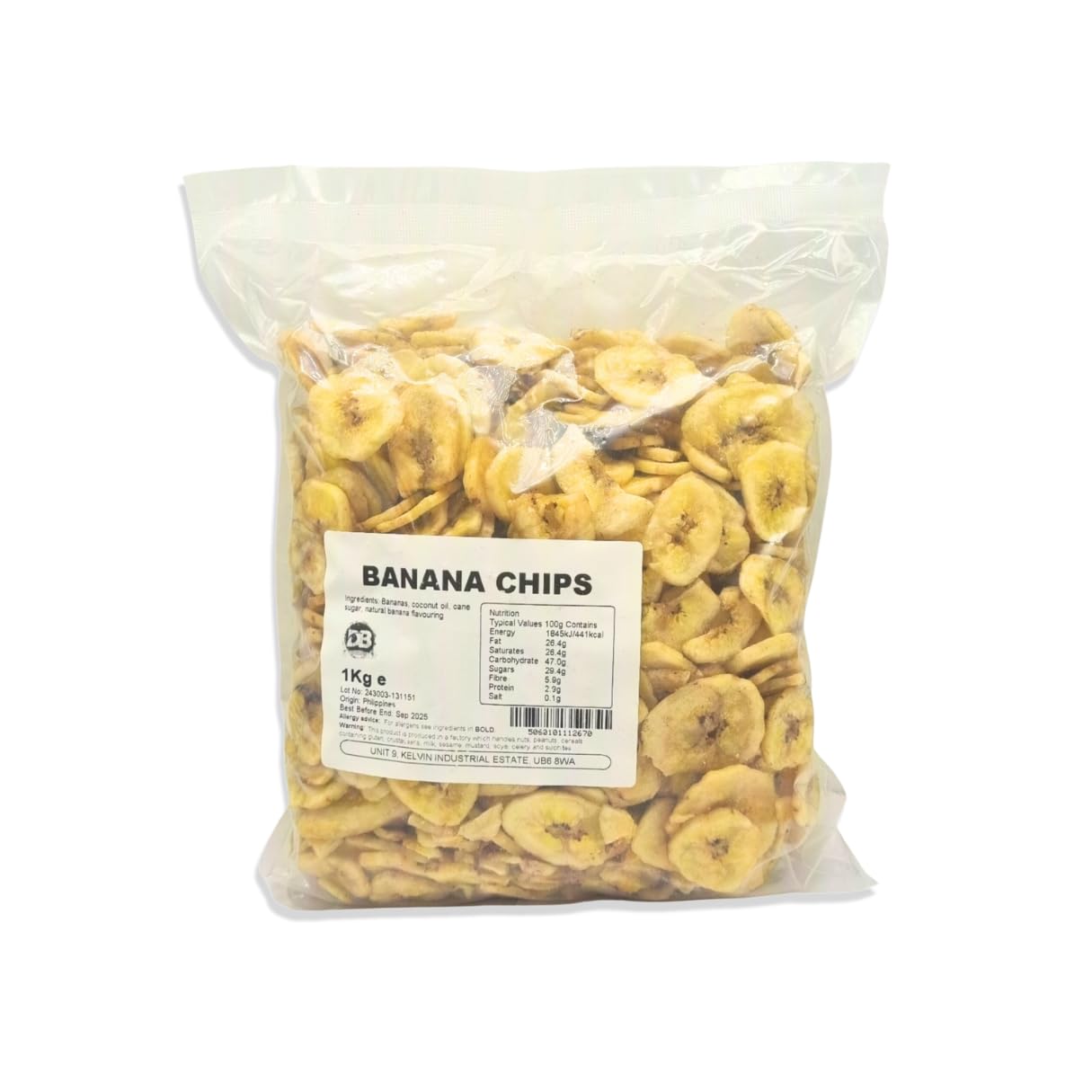 Banana Chips 1kg Pack of All-Natural Banana chips, Gluten-Free Snacks, Perfect for Any Occasion dried banana chips, to share with family and friends. Banana crisps for cereals and cakes.