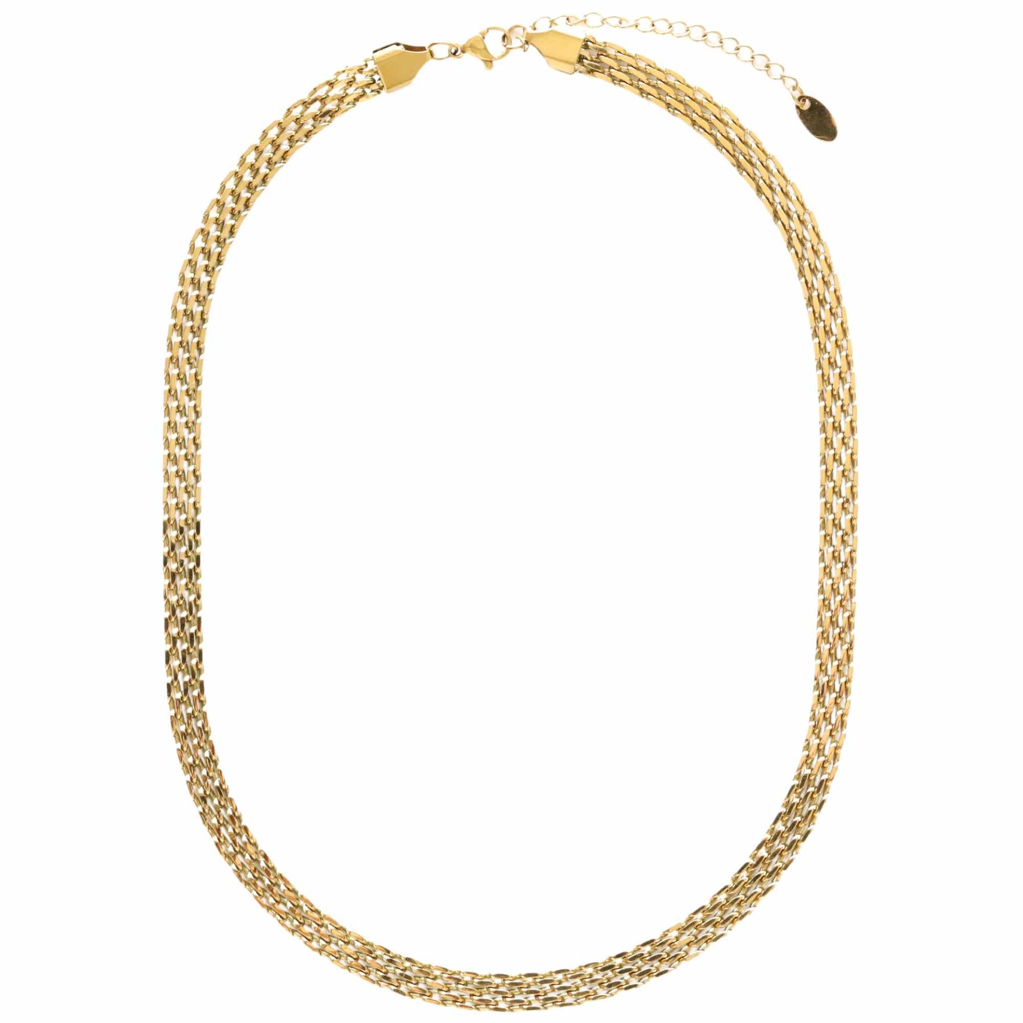 GOLDENCAT Collar Antique, Collar dorado mujer, Collar dorado acero mujer, Cadena dorada mujer, Gargantilla dorada mujer, Collar grueso dorado mujer, Longitud 400 mm, Acero titanio, Baño oro 18k