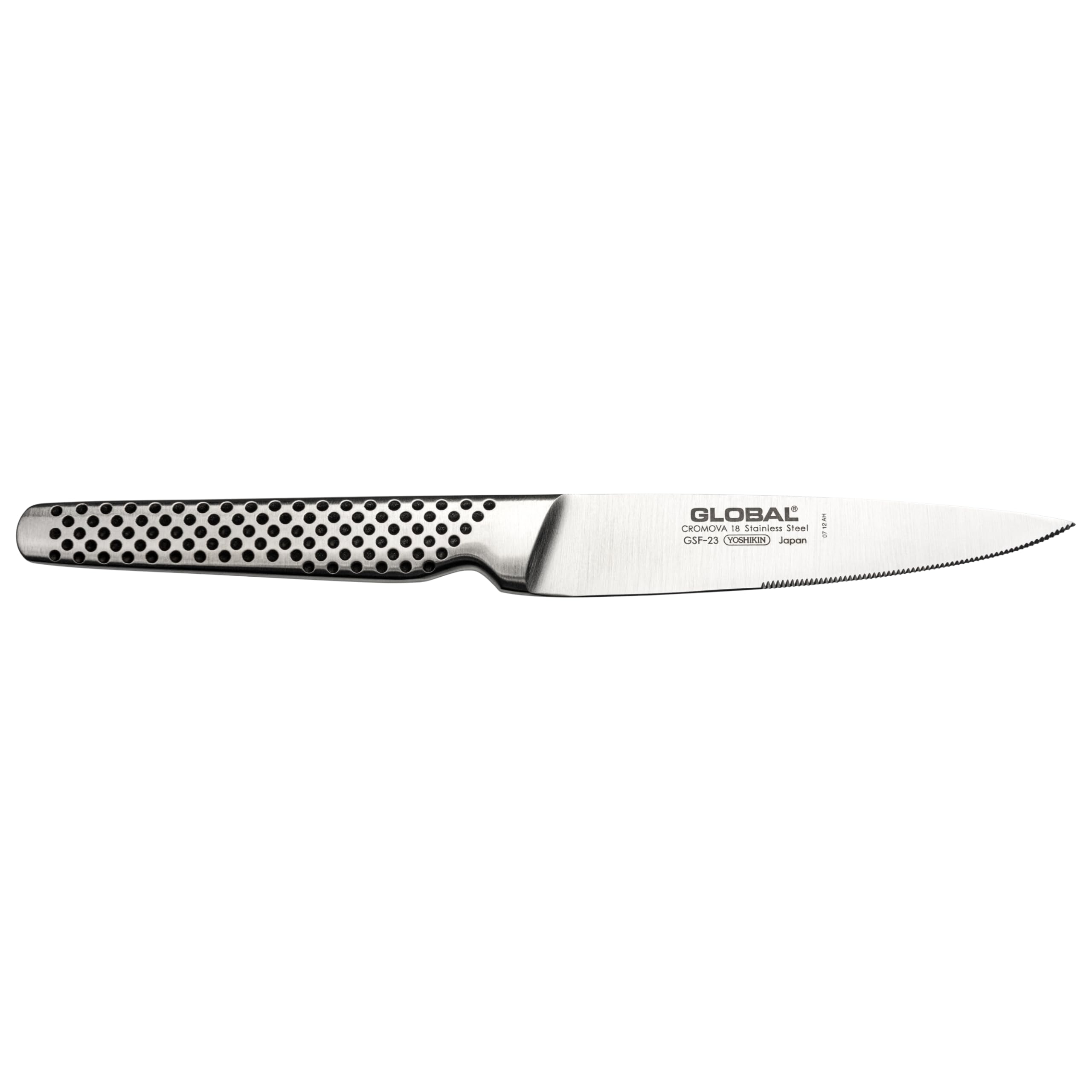 Couteau à steak Global GSF-23 dentelé avec manche ergonomique pour une coupe sans effort