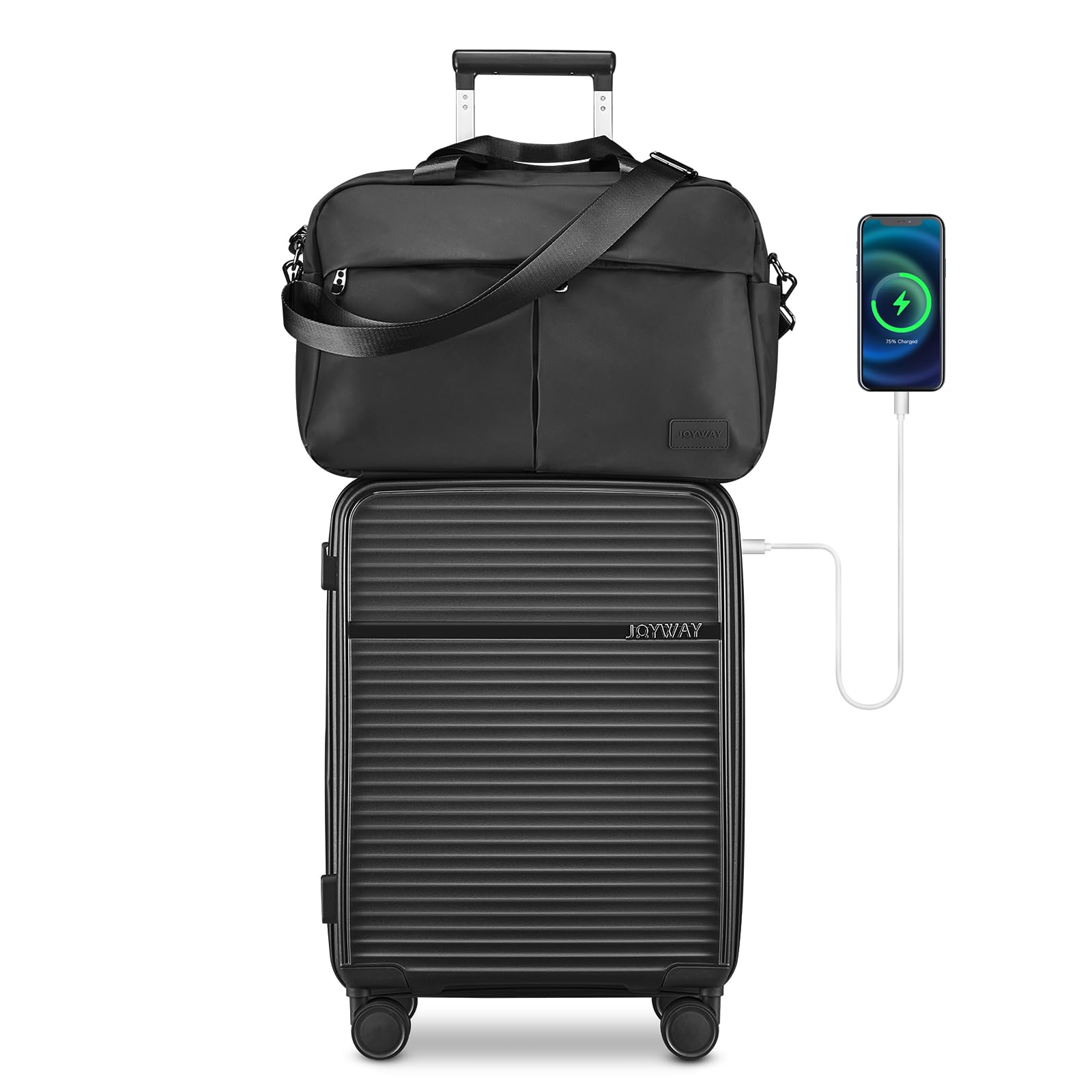 Joyway Carry on Luggage Airline Approved, Expandable 20 Inch Carry-on Suitcase with Spinner Wheels and Charger, Hard Shell Lightweight Rolling Travel Luggage with TSA Lock