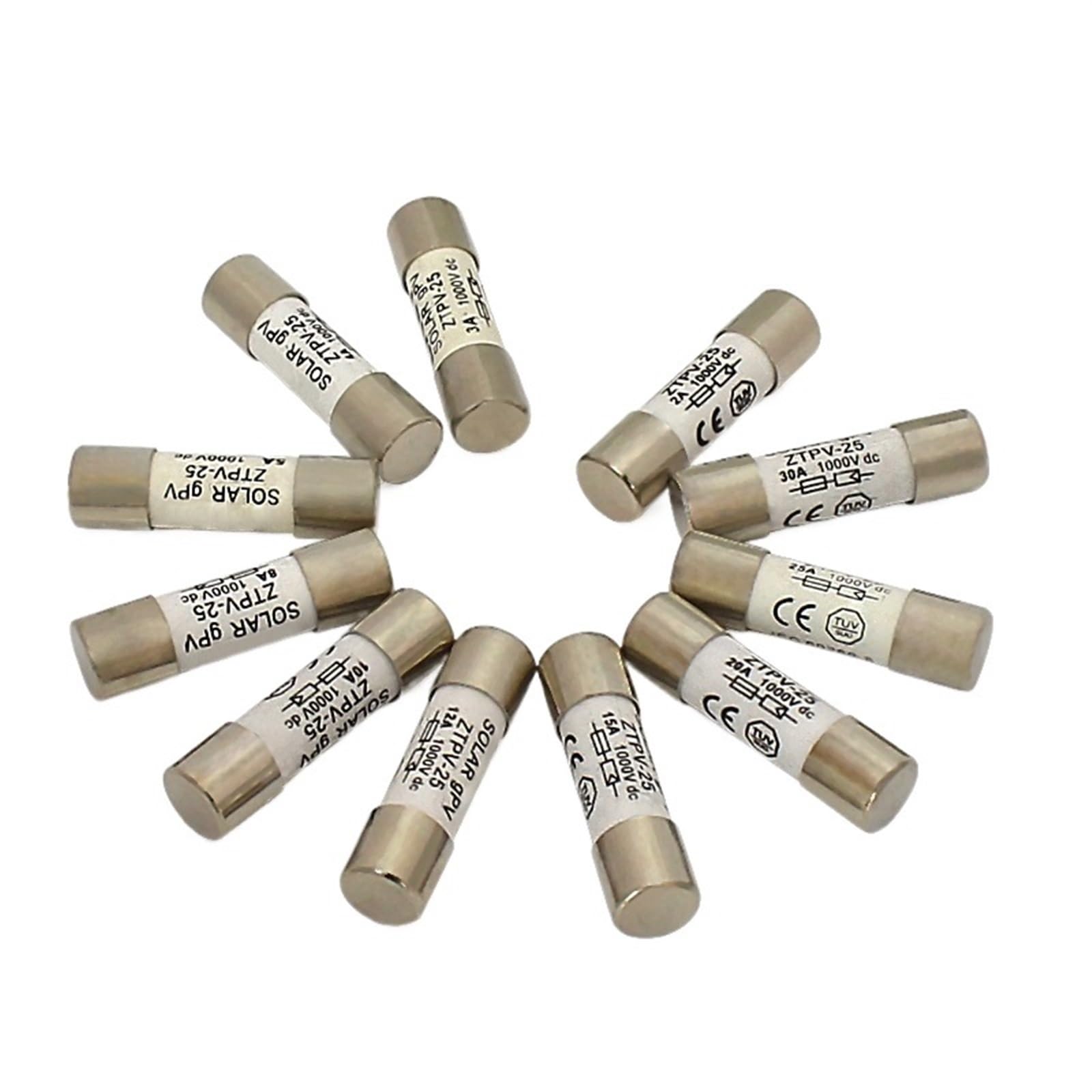 20 fusibili solari fotovoltaici 1000 V 10 * 38 mm 12 A 15 A 20 A BX0234