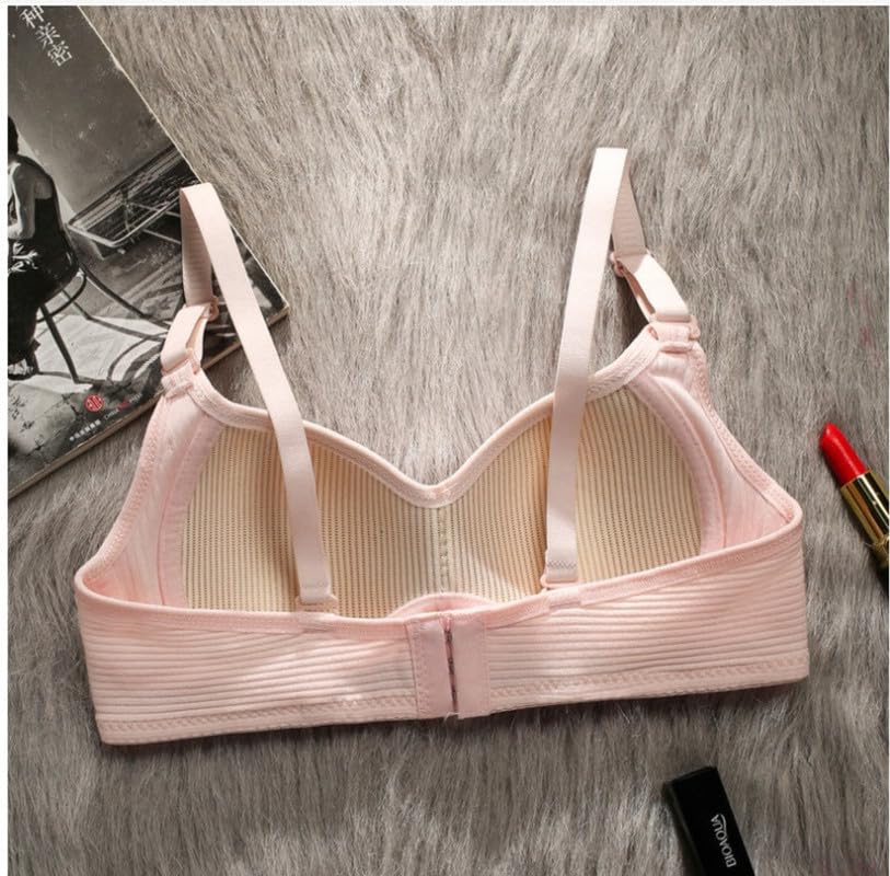 Summer Cotton Bra for Girls Small Cup 3/4 Coverage Detachable Strap School Underwear, Coral Red Glossy Stripes2