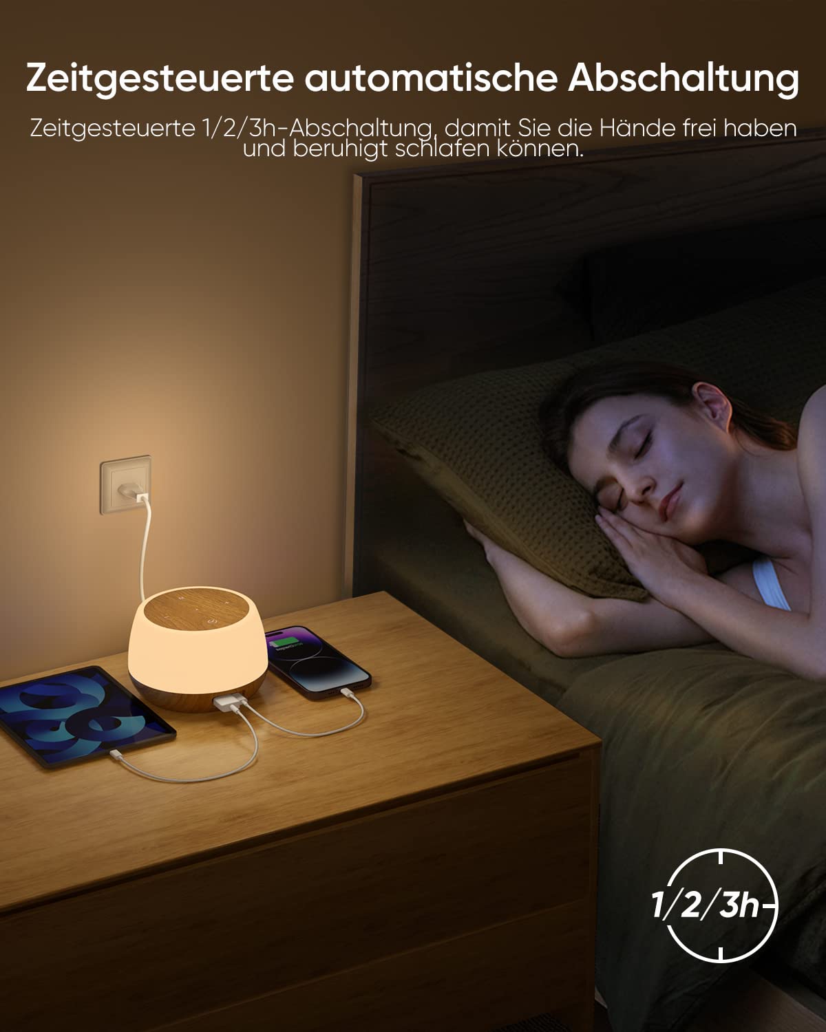 Kakanuo Nachtlampje, touchscreen, bureaulamp met USB