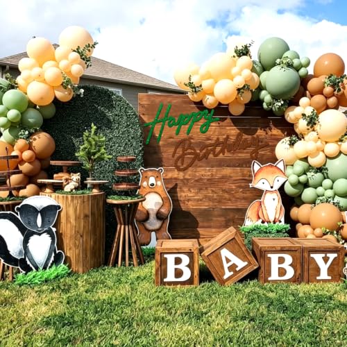 Image of TONIFUL Happy Birthday Sign for Backdrop - Glitter Green Brown Felt Banner - Includes Dot Glue - Perfect for Birthday Party Backdrop,Wall Decr,Balloon Arch,Photo Background