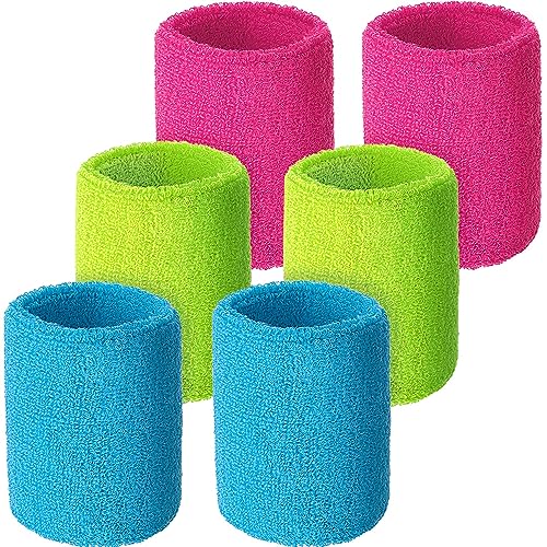Image of Willbond Wrist Sweatbands, Sports Sweatbands for Competition, Sweat Absorbent, for Basketball, Tennis, Football, Running and Work (Pack of 6)