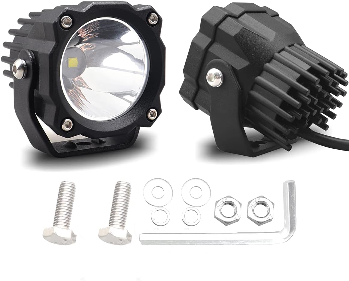 Chelhead Led Driving Lights, 2.7 inch Square 6500K Spot Beam Fog Lights 25W Waterproof Off Road Pod Lights Compatible with Motorcycle ATV UTV Tractor Jeep Trucks Trailer