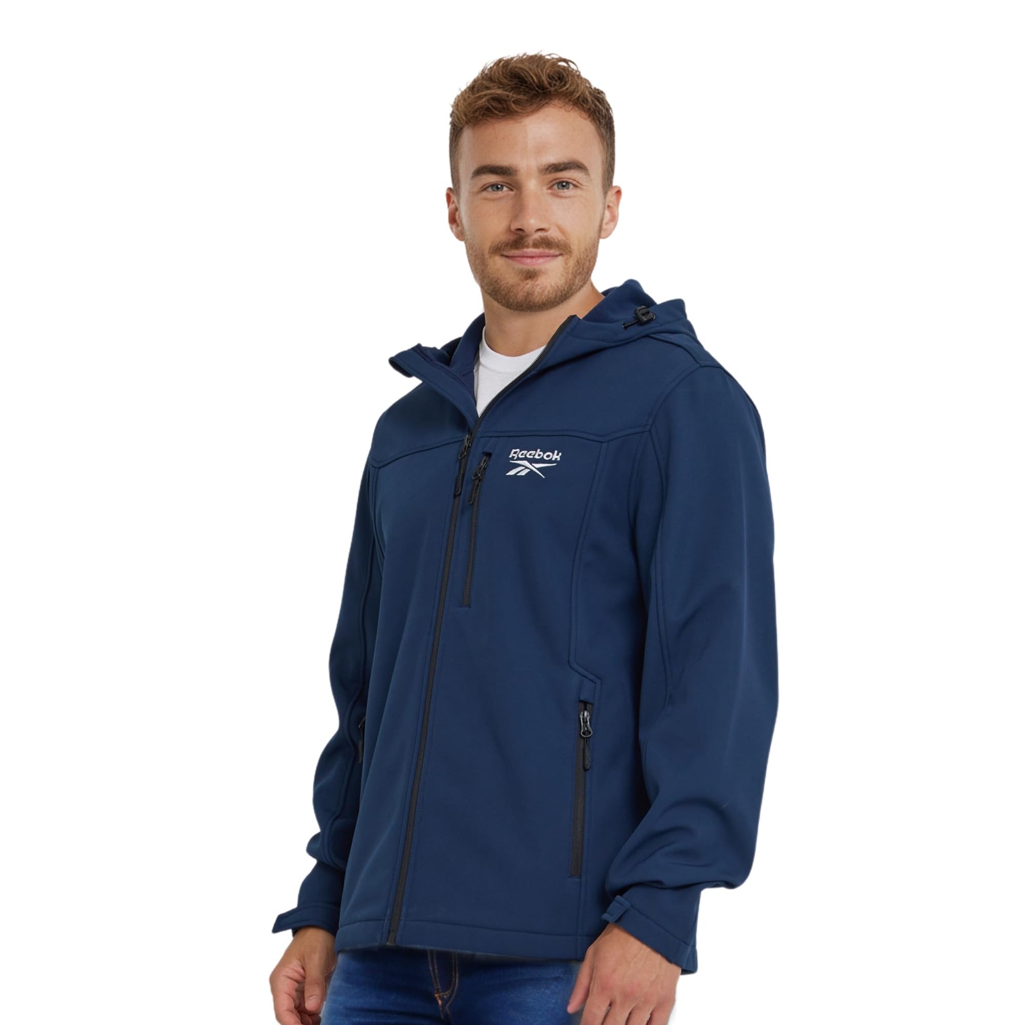 Reebok Waterproof Soft Shell Rain Jacket Men - Rain Coat, Softshell Windbreaker with Hood