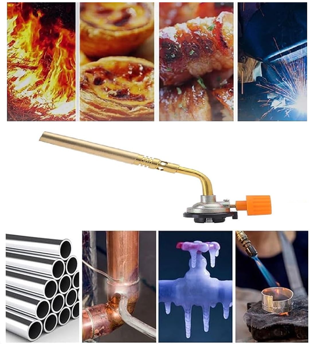 SMHLINE® Quemador de gas incl. 4x cartuchos de gas 227g soplete quemador multiusos quemador Bunsen 1371°C soplete de soldar 1760W dispositivo flameador malas hierbas dispositivo quemador soplete de