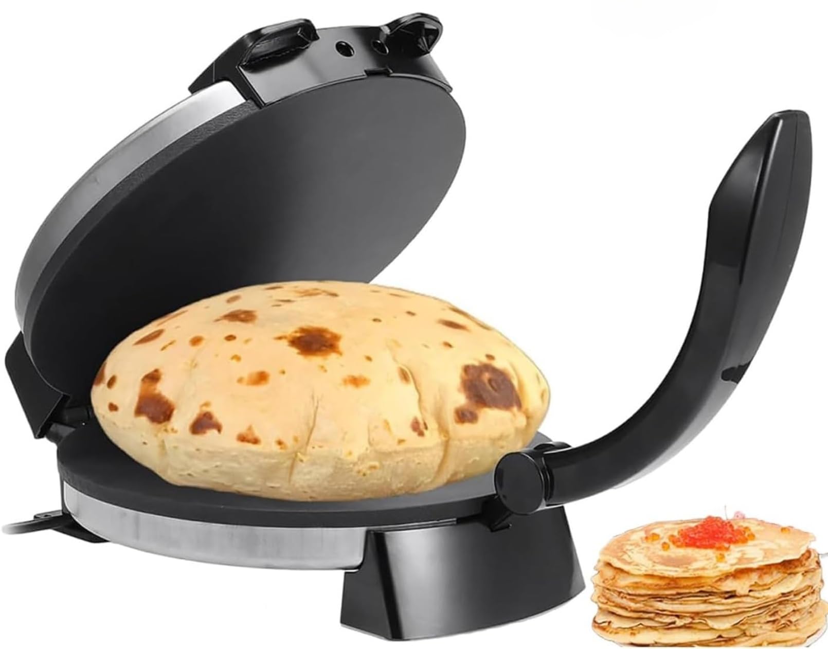 1500W Electric Roti Maker, 10" Non-Stick Roti Restoratory Maker, Flatbread and Chapati Maker Machine, Anti-Scald Handle and Indicator Light, Adjustable Pancake Crepe Temperature
