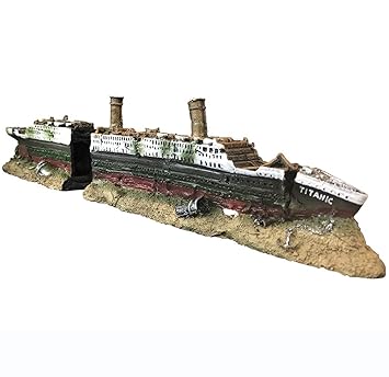 SLOCME Aquarium Titanic Shipwreck Decorations - Resin Material Ship Decorations?Fish Tank Sunken Ship Ornament Aquarium Environment Friendly Decorations