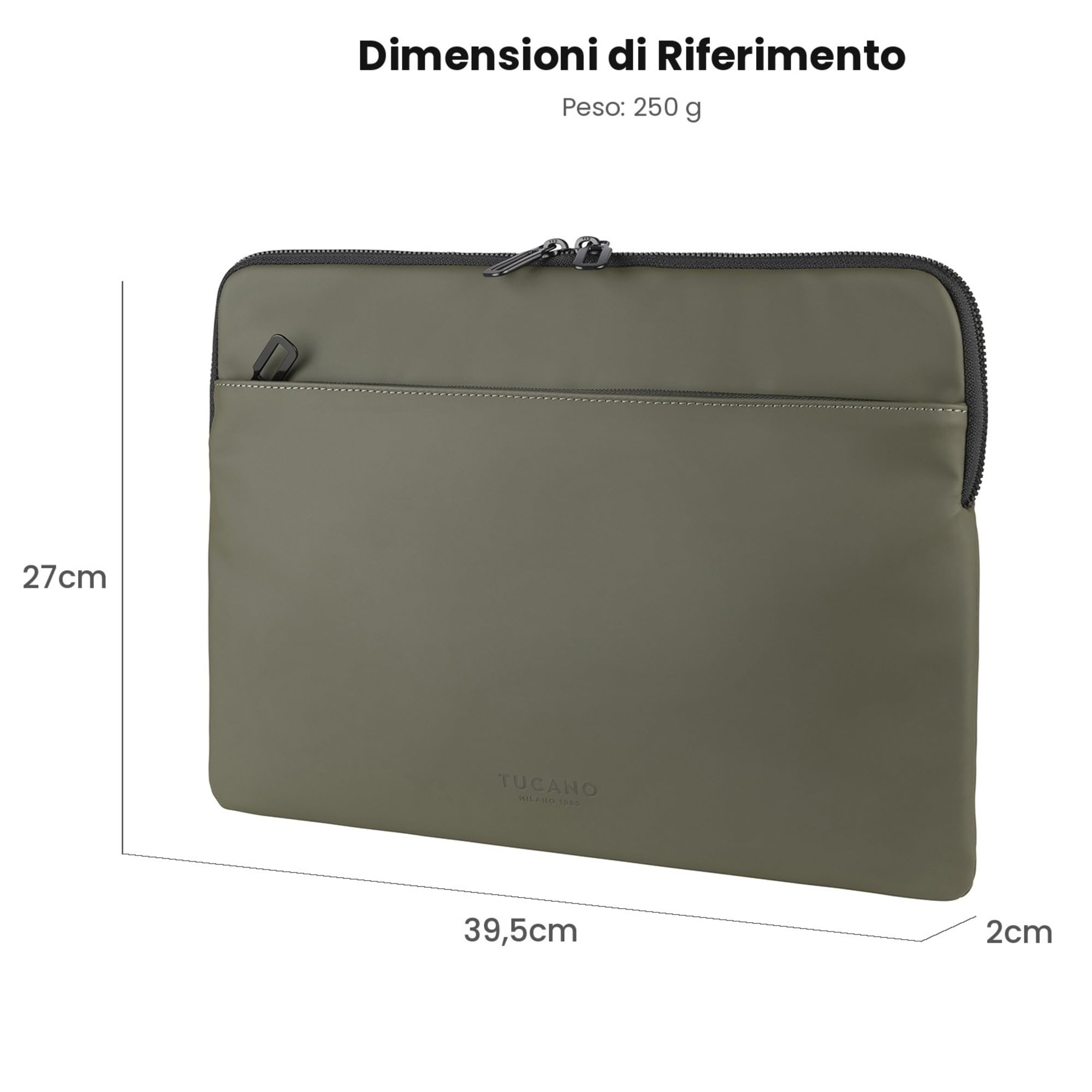 Tucano, Gommo Sleeve Custodia per MacBook Pro 16" e Laptop 15.6", Custodia Computer Imbottita in Materiale Gommato Water Resistant con Tasca Accessori e Zip Doppia