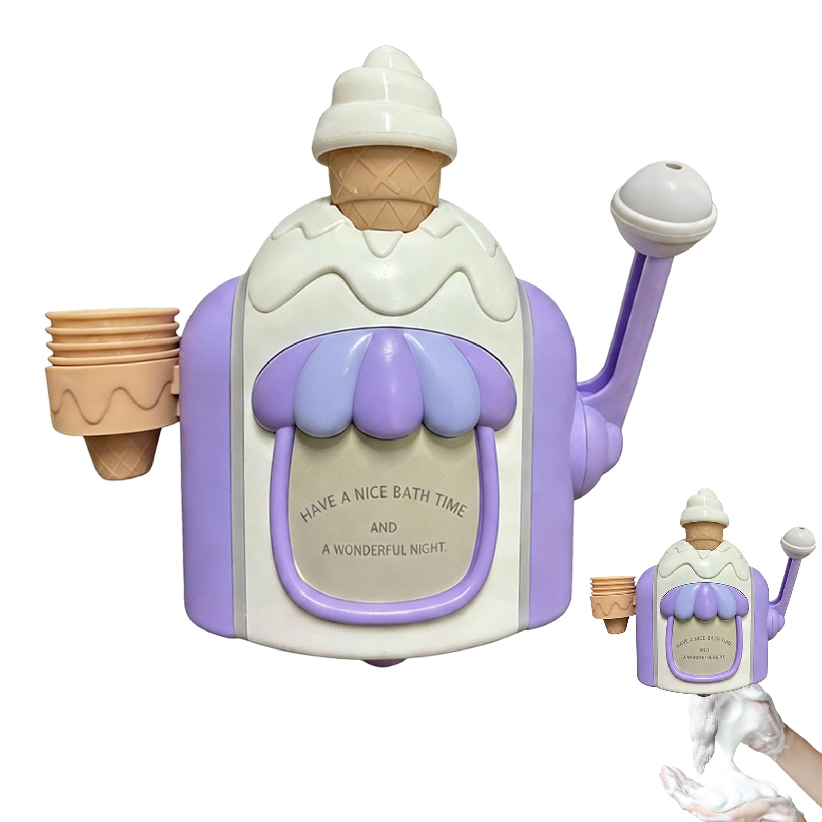 Helado - Juguete educativo para el baño, juego de rol, juego de agua, máquina de espuma para helados, para niñas y niños a partir de 4 años, baño, ducha, piscina, tiempo de juego — view 6