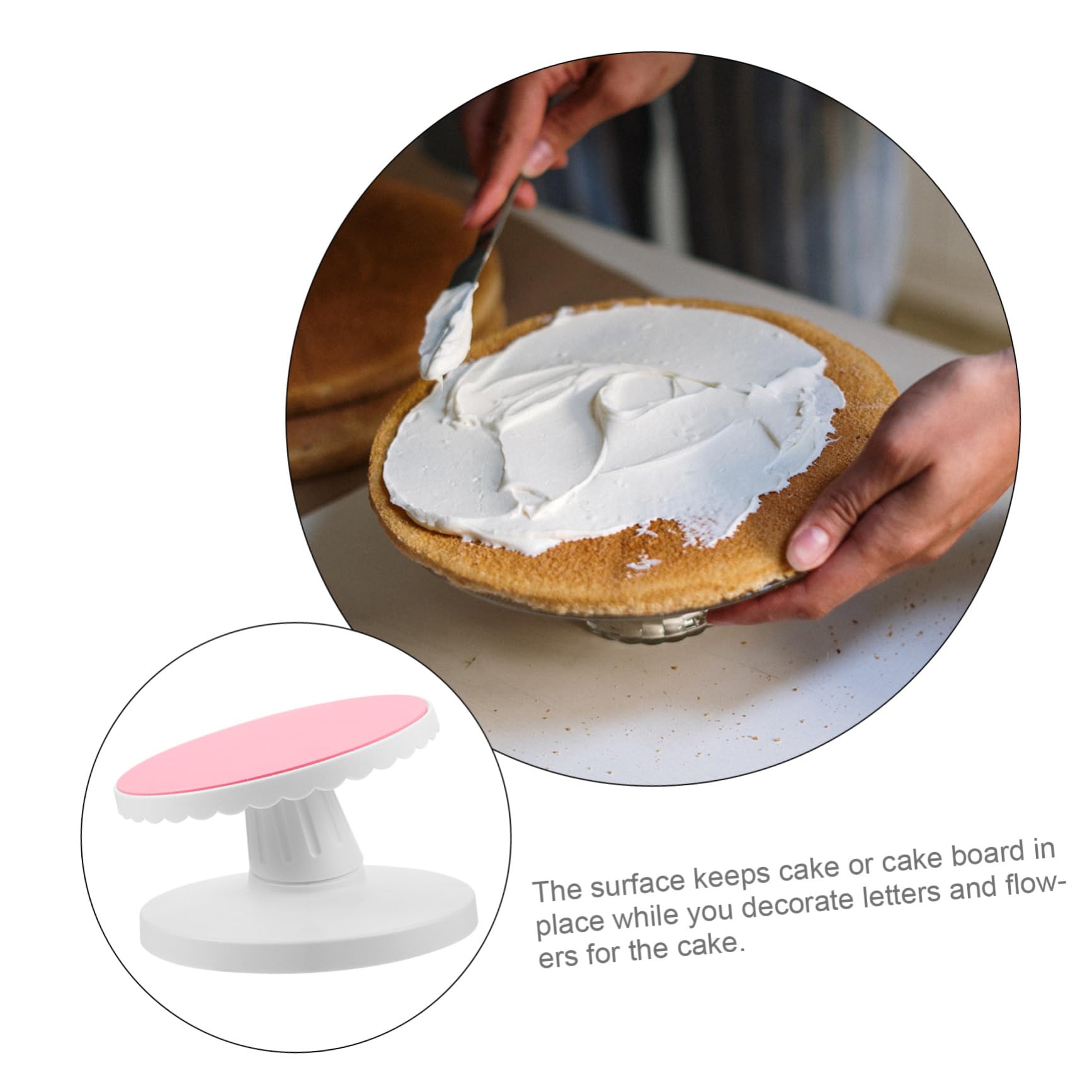 GLEAVI Plateau à Gâteau Rotatif Ajustable Pente pour Décoration de Gâteaux Outil de Pâtisserie et Facile à Nettoyer Rose