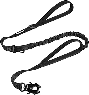 PetBonus Heavy Duty Taktische Hundeleine, 1,5m Bungee Hundeleine mit 2 Gepolsterten Griffen, Autosicherheitsgurt, No Pull Trainingsleine für Große und Mittlere Hunde (Schwarz) product image